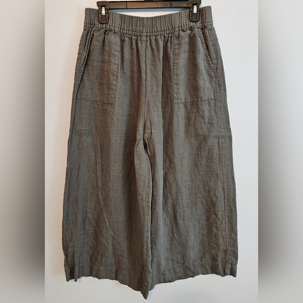 Chic Charcoal Wide Leg Women's Linen Pants